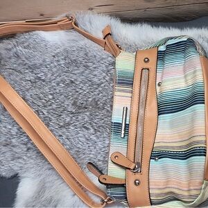 Jaclyn Smith Striped Crossbody Bag with Tan Details